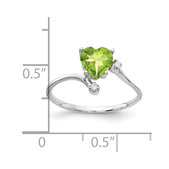 Goldia Rings 14k White Gold 6mm Heart Peridot AA Diamond ring