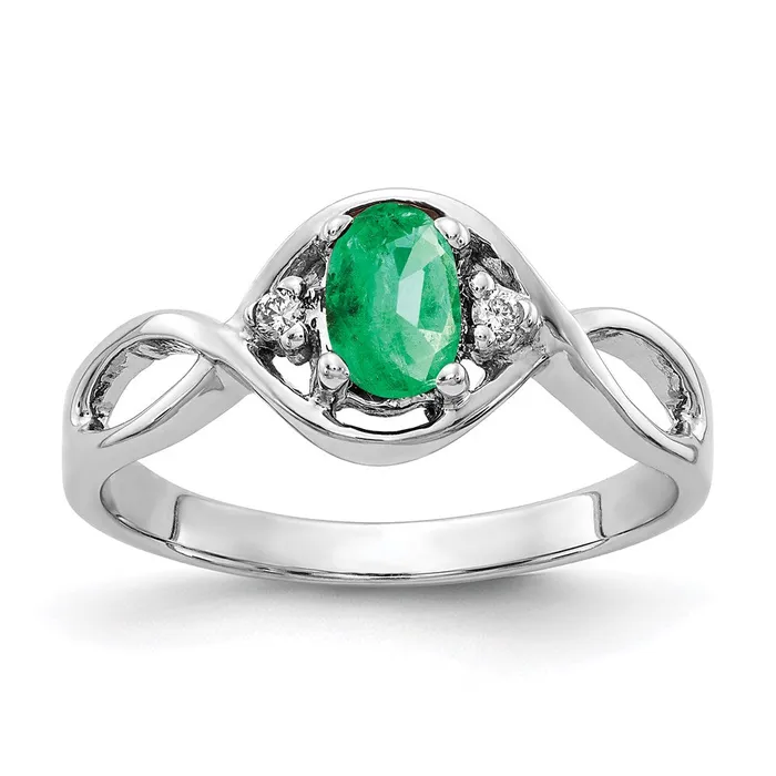 Goldia Rings 14k White Gold 6x4mm Oval Emerald A Real Diamond ring