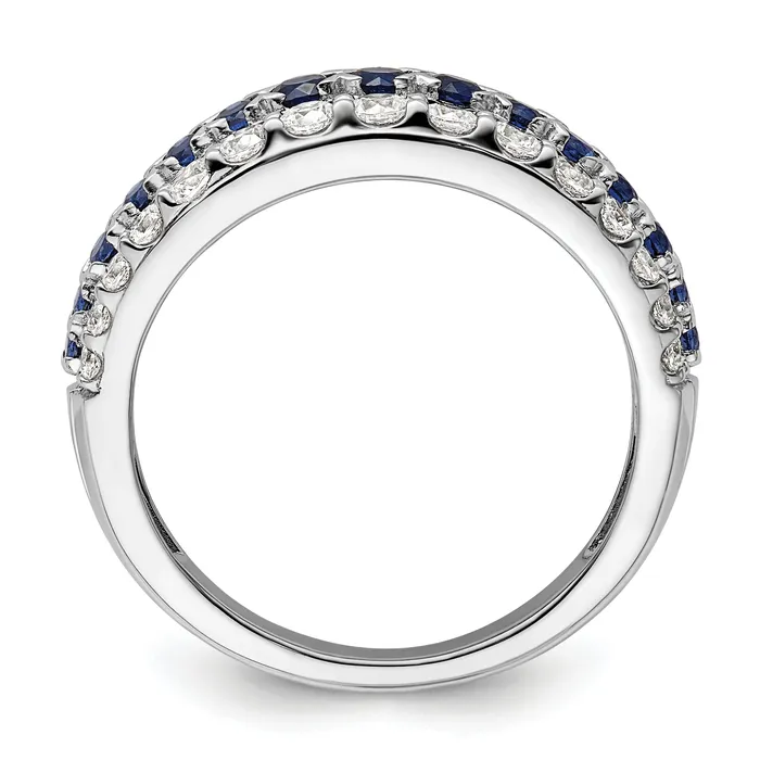 Goldia Rings 14k White Gold 78 Ct Lab Grown Diamond VSSI G and Lab Created Blue Sapphire Fashion Ring