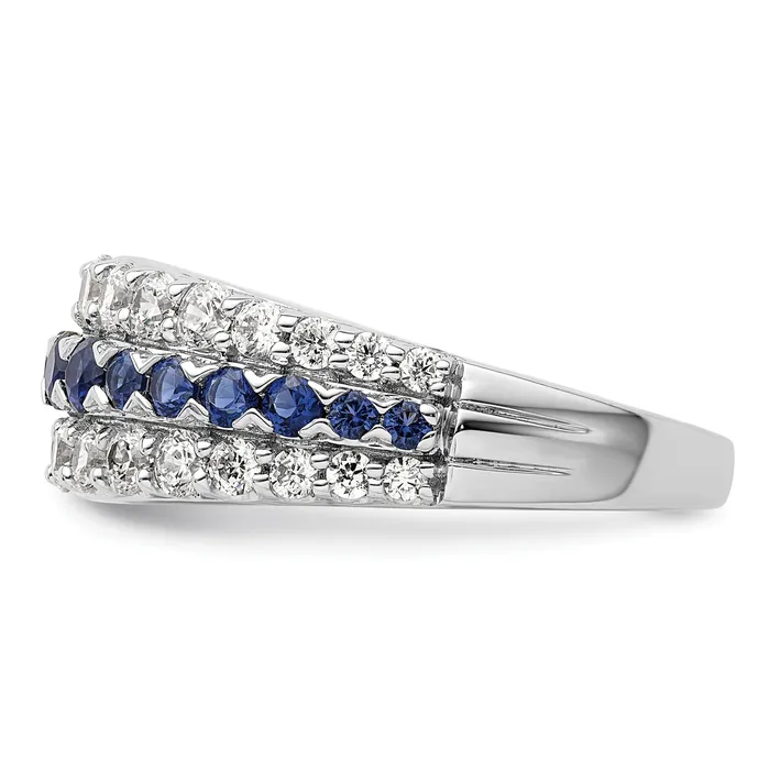 Goldia Rings 14k White Gold 78 Ct Lab Grown Diamond VSSI G and Lab Created Blue Sapphire Fashion Ring