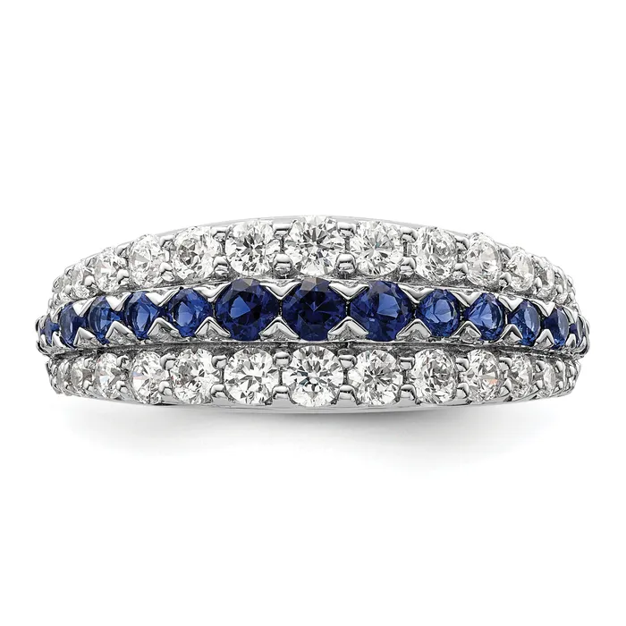 Goldia Rings 14k White Gold 78 Ct Lab Grown Diamond VSSI G and Lab Created Blue Sapphire Fashion Ring