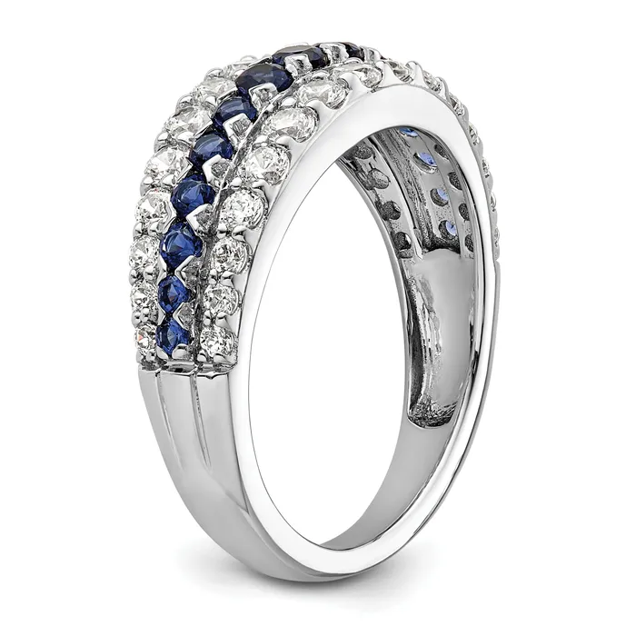 Goldia Rings 14k White Gold 78 Ct Lab Grown Diamond VSSI G and Lab Created Blue Sapphire Fashion Ring