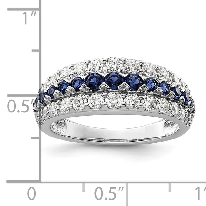 Goldia Rings 14k White Gold 78 Ct Lab Grown Diamond VSSI G and Lab Created Blue Sapphire Fashion Ring