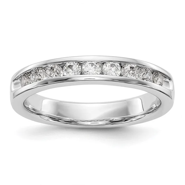 Goldia Rings 14k White Gold 9Stone 12 carat Round Diamond Complete Channel Band Goldia Rings 14k White Gold 9Stone 12 carat Round Diamond Complete Channel Band
