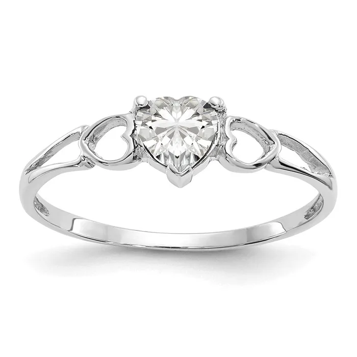 Goldia Rings 14K White Gold Polished Geniune White Topaz Birthstone Ring