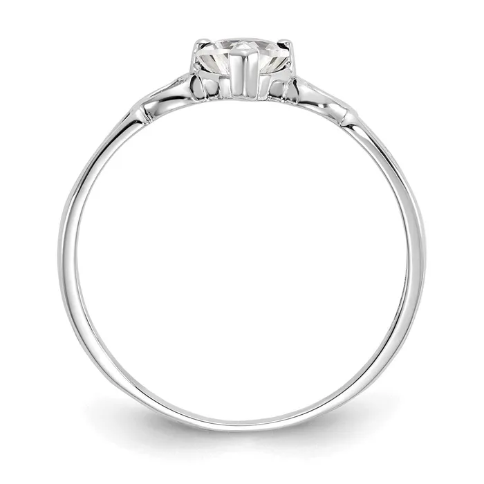 Goldia Rings 14K White Gold Polished Geniune White Topaz Birthstone Ring