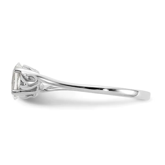 Goldia Rings 14K White Gold Polished Geniune White Topaz Birthstone Ring