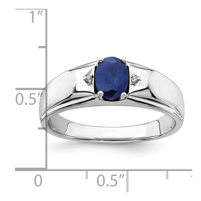 Goldia Rings 14K White Gold Polished u0026 Satin Sapphire u0026 Real Diamond Mens Ring