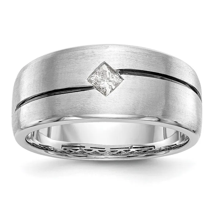 Goldia Rings 14k White Gold Raised Square Bezel Enameled 15 carat Diamond Complete Mens Ring Goldia Rings 14k White Gold Raised Square Bezel Enameled 15 carat Diamond Complete Mens Ring