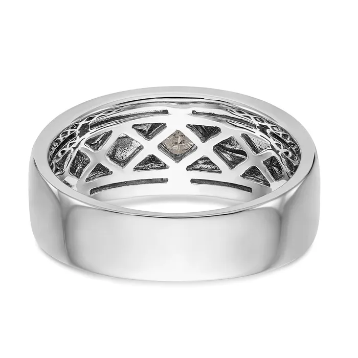 Goldia Rings 14k White Gold Raised Square Bezel Enameled 15 carat Diamond Complete Mens Ring