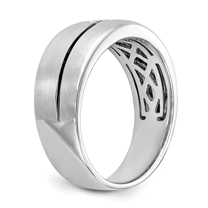 Goldia Rings 14k White Gold Raised Square Bezel Enameled 15 carat Diamond Complete Mens Ring