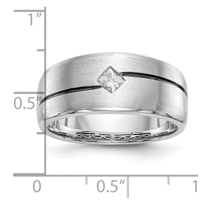 Goldia Rings 14k White Gold Raised Square Bezel Enameled 15 carat Diamond Complete Mens Ring