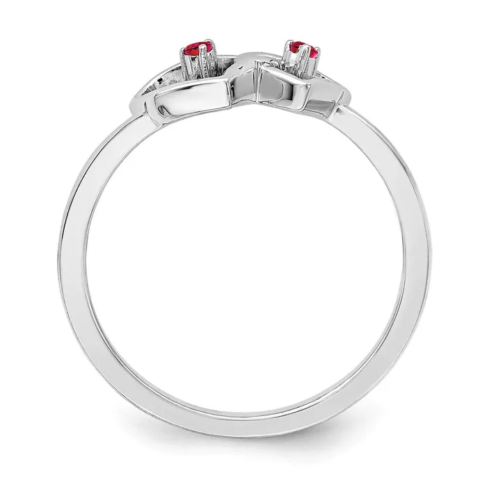 Goldia Rings 14k White Gold Ruby Double Heart Ring