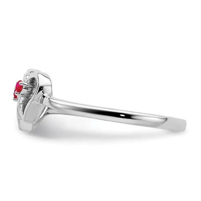 Goldia Rings 14k White Gold Ruby Double Heart Ring
