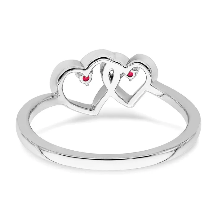 Goldia Rings 14k White Gold Ruby Double Heart Ring