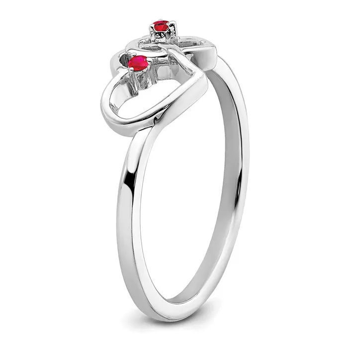 Goldia Rings 14k White Gold Ruby Double Heart Ring