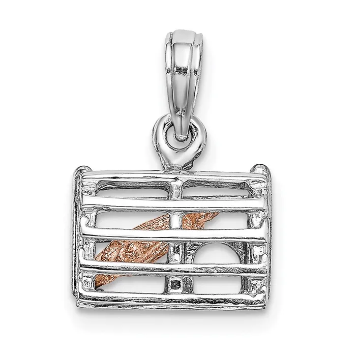 Goldia Rings 14k WhiteRose Gold Twotone Gold 3D Lobster Trap Moveable Charm