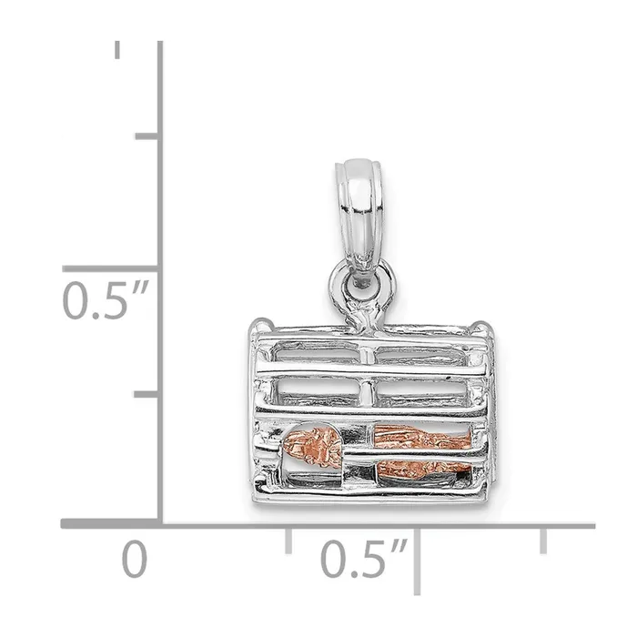 Goldia Rings 14k WhiteRose Gold Twotone Gold 3D Lobster Trap Moveable Charm