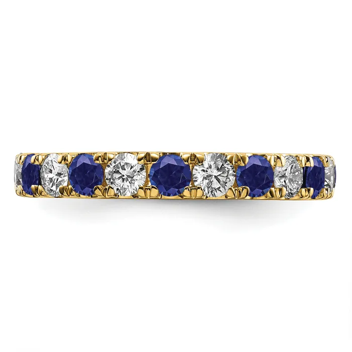 Goldia Rings 14k Yellow Gold 1 Ct Lab Grown Diamond VSSI G and Lab Created Blue Sapphire Eternity Band Ring