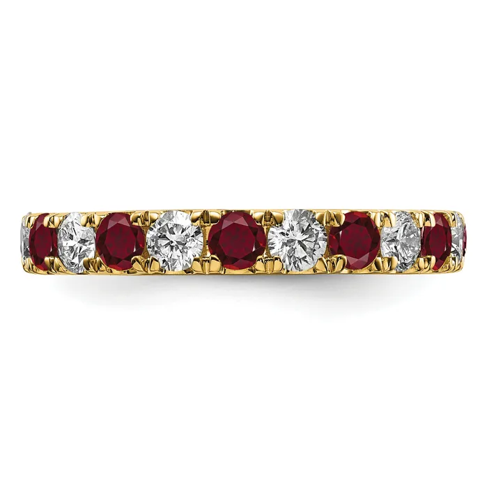 Goldia Rings 14k Yellow Gold 1 Ct Lab Grown Diamond VSSI G and Lab Created Ruby Eternity Band Ring