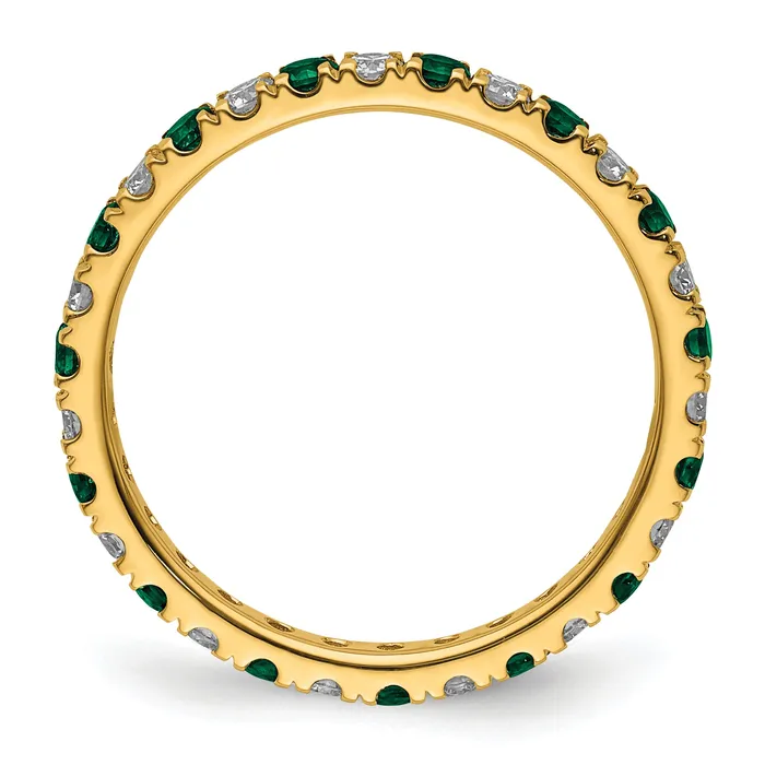 Goldia Rings 14k Yellow Gold 38 Ct Lab Grown Diamond VSSI G and Lab Created Emerald Eternity Band Ring
