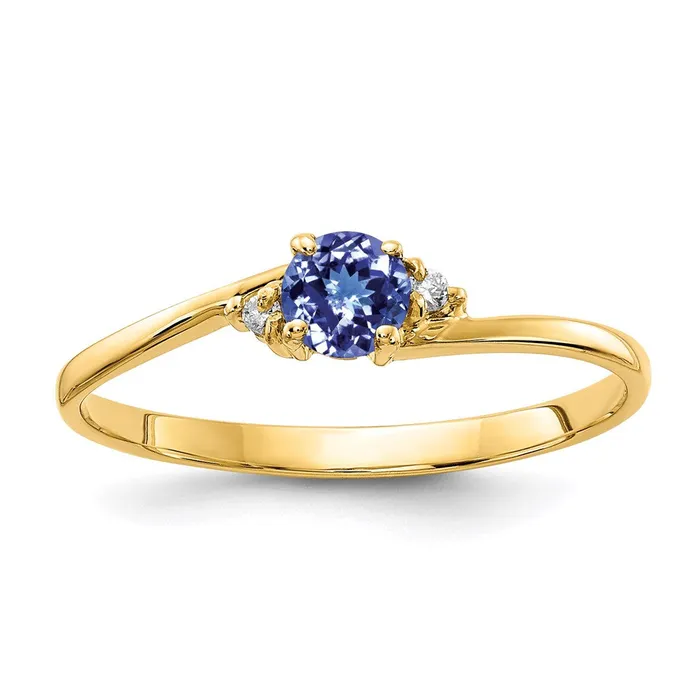 Goldia Rings 14K Yellow Gold 4mm Tsavorite A Real Diamond ring