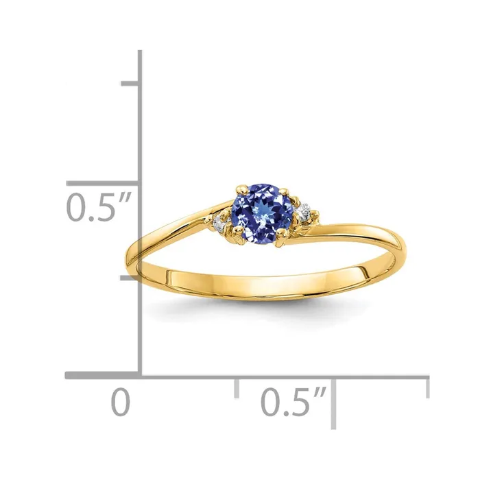 Goldia Rings 14K Yellow Gold 4mm Tsavorite A Real Diamond ring