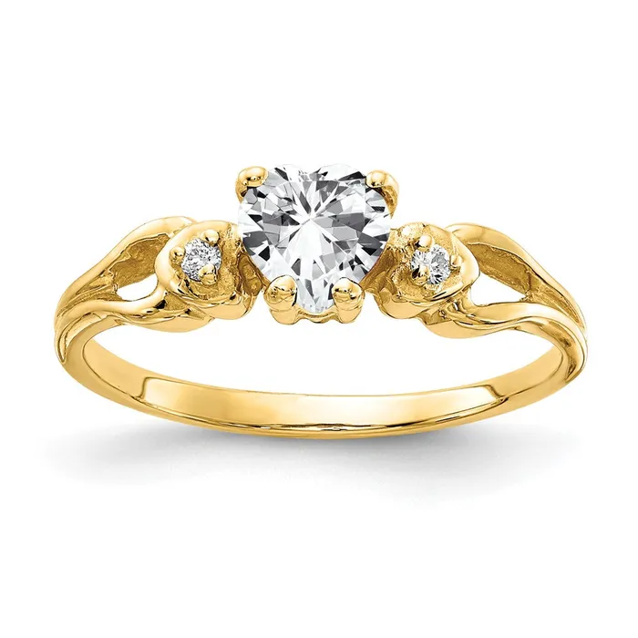Goldia Rings 14k Yellow Gold 5mm Heart Cubic Zirconia AAA Diamond ring