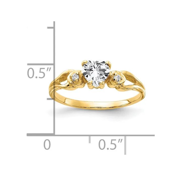 Goldia Rings 14k Yellow Gold 5mm Heart Cubic Zirconia AAA Diamond ring