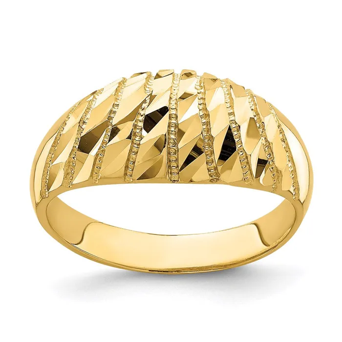 Goldia Rings 14K Yellow Gold DC Pattern Solid Dome Ring