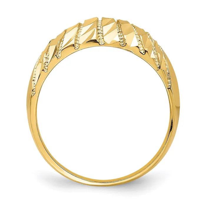 Goldia Rings 14K Yellow Gold DC Pattern Solid Dome Ring