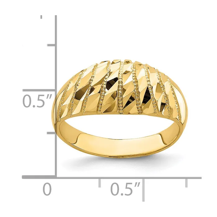 Goldia Rings 14K Yellow Gold DC Pattern Solid Dome Ring