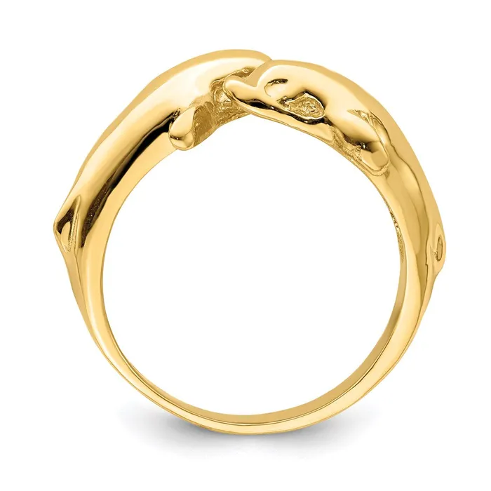 Goldia Rings 14K Yellow Gold Double Dolphins Ring