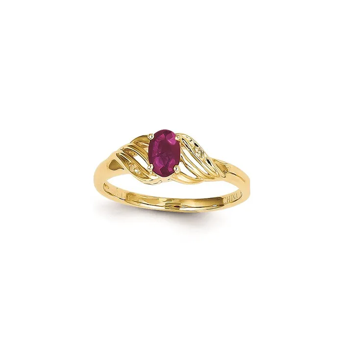 Goldia Rings 14k Yellow Gold Genuine Ruby Diamond Ring