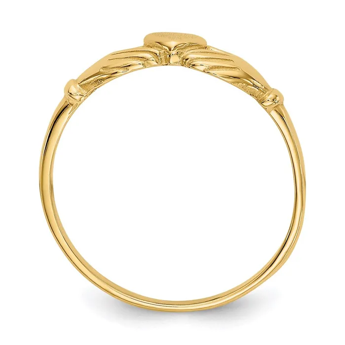 Goldia Rings 14K Yellow Gold Polished and Satin Claddagh Ring