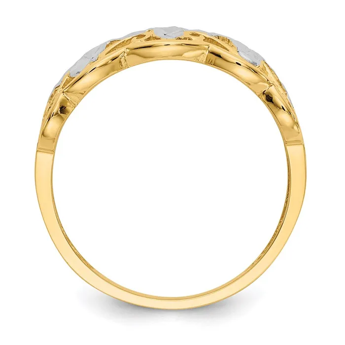 Goldia Rings 14K Yellow Gold Rhodium Diamondcut Wave Ring