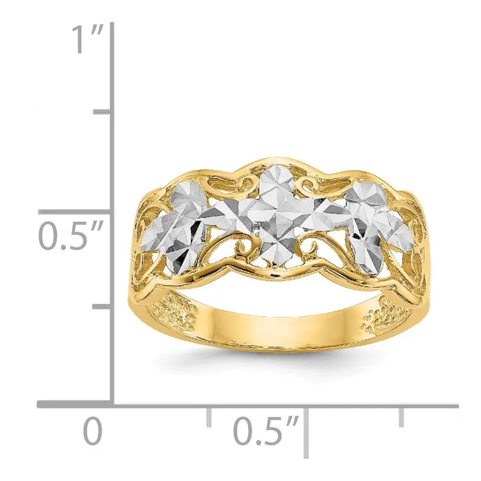 Goldia Rings 14K Yellow Gold Rhodium Diamondcut Wave Ring