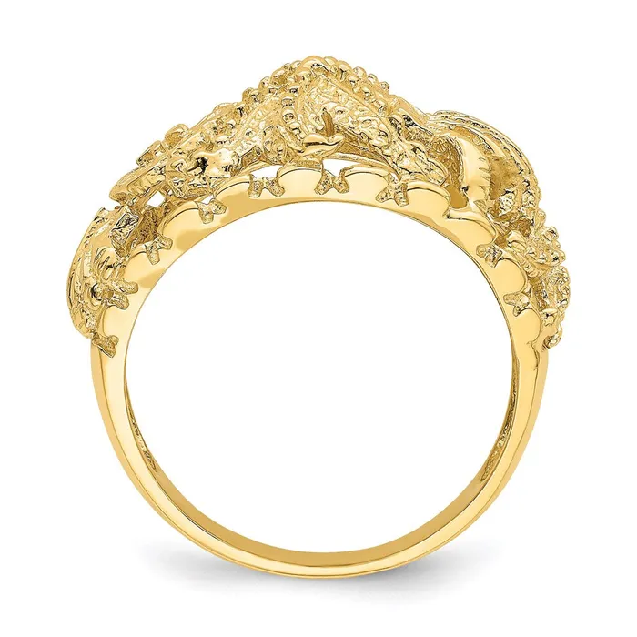 Goldia Rings 14K Yellow Gold Starfish w Multi Shell Dome Ring