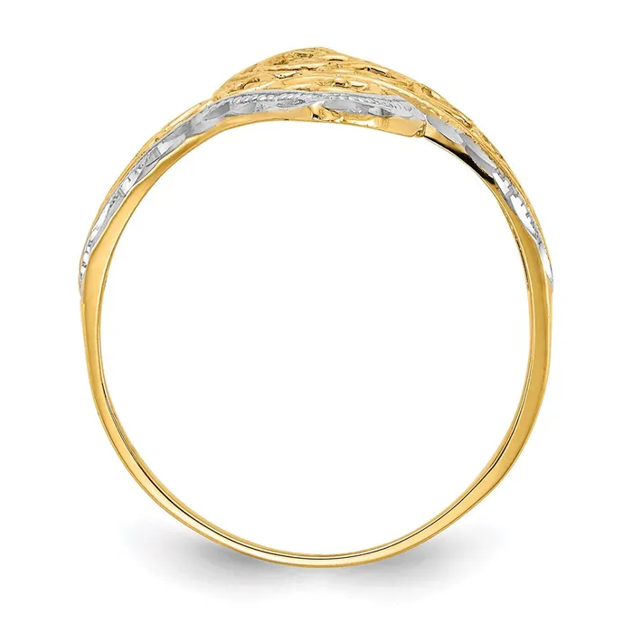 Goldia Rings 14k Yellow Gold wRhodium DiamondCut Heart Accent Bypass Ring