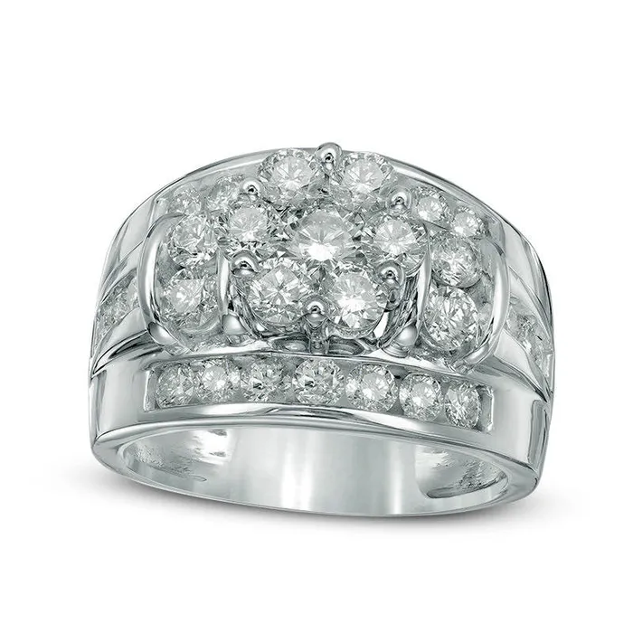 Goldia Rings 20 CT TW Natural Diamond Flower Cluster Engagement Ring in Solid 14K White Gold Goldia Rings 20 CT TW Natural Diamond Flower Cluster Engagement Ring in Solid 14K White Gold