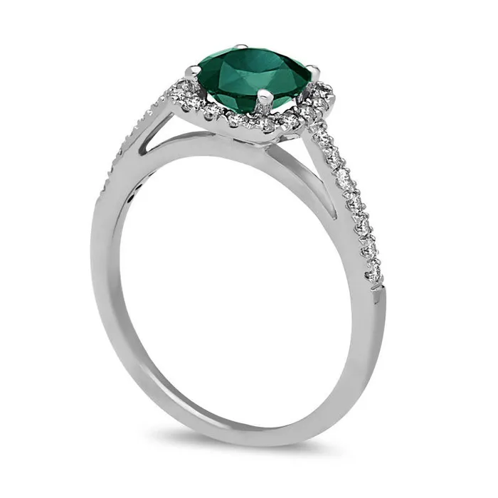 Goldia Rings 60mm Emerald and 025 CT TW Natural Diamond Frame Engagement Ring in Solid 14K White Gold Goldia Rings 60mm Emerald and 025 CT TW Natural Diamond Frame Engagement Ring in Solid 14K White Gold