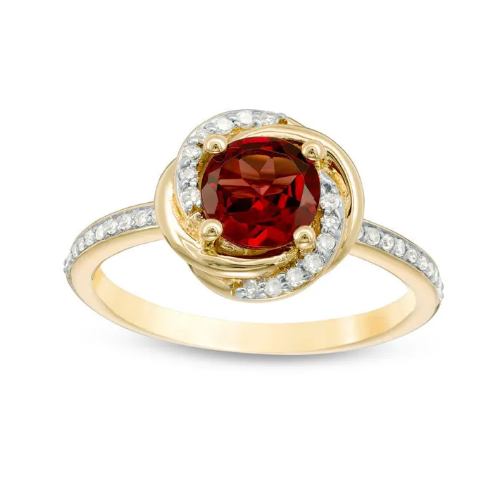 Goldia Rings 60mm Garnet and 017 CT TW Natural Diamond Orbit Frame Ring in Solid 10K Yellow Gold Goldia Rings 60mm Garnet and 017 CT TW Natural Diamond Orbit Frame Ring in Solid 10K Yellow Gold