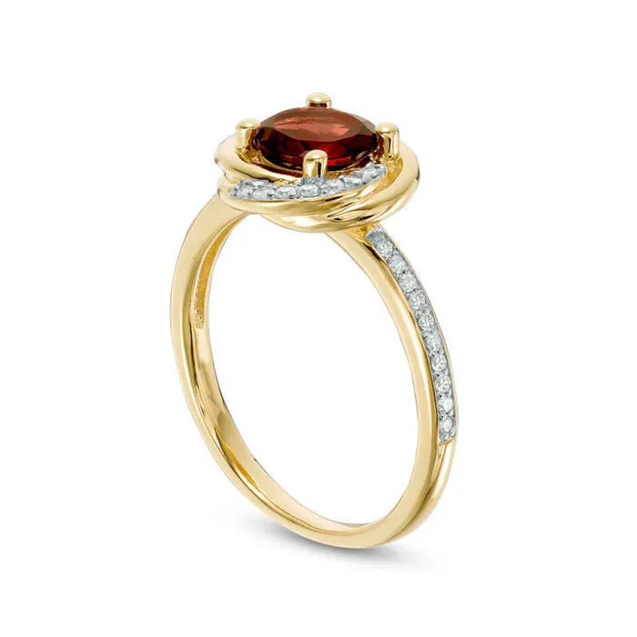 Goldia Rings 60mm Garnet and 017 CT TW Natural Diamond Orbit Frame Ring in Solid 10K Yellow Gold Goldia Rings 60mm Garnet and 017 CT TW Natural Diamond Orbit Frame Ring in Solid 10K Yellow Gold