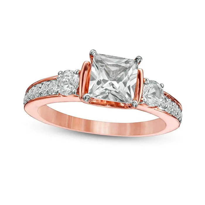 Goldia Rings 60mm PrincessCut LabCreated White Sapphire Collar Ring in Sterling Silver with Solid 14K Rose Gold Plate Goldia Rings 60mm PrincessCut LabCreated White Sapphire Collar Ring in Sterling Silver with Solid 14K Rose Gold Plate