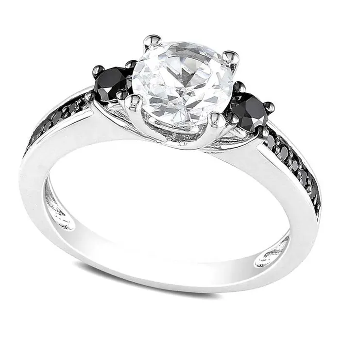 Goldia Rings 65mm LabCreated White Sapphire and 033 CT TW Enhanced Black Diamond Ring in Sterling Silver Goldia Rings 65mm LabCreated White Sapphire and 033 CT TW Enhanced Black Diamond Ring in Sterling Silver