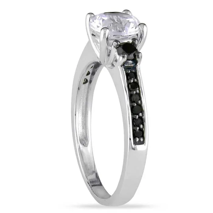 Goldia Rings 65mm LabCreated White Sapphire and 033 CT TW Enhanced Black Diamond Ring in Sterling Silver Goldia Rings 65mm LabCreated White Sapphire and 033 CT TW Enhanced Black Diamond Ring in Sterling Silver