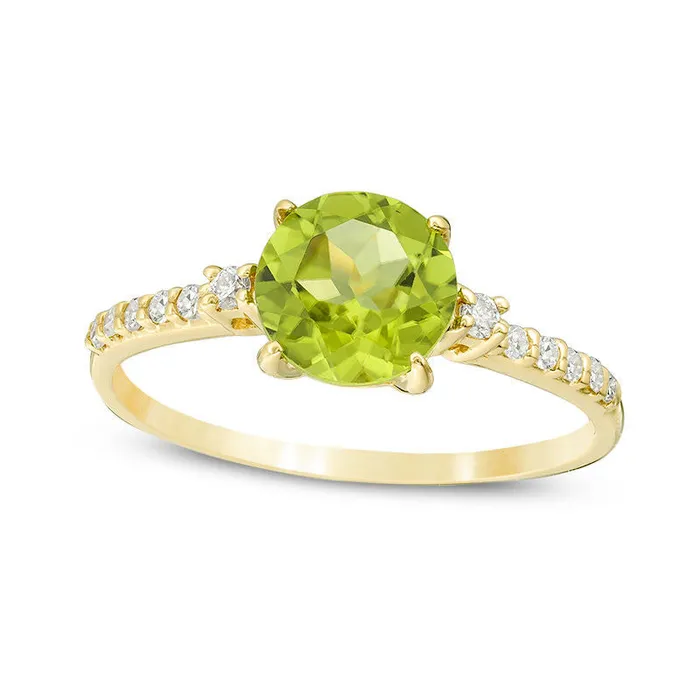 Goldia Rings 70mm Peridot and 013 CT TW Natural Diamond Engagement Ring in Solid 10K Yellow Gold Goldia Rings 70mm Peridot and 013 CT TW Natural Diamond Engagement Ring in Solid 10K Yellow Gold