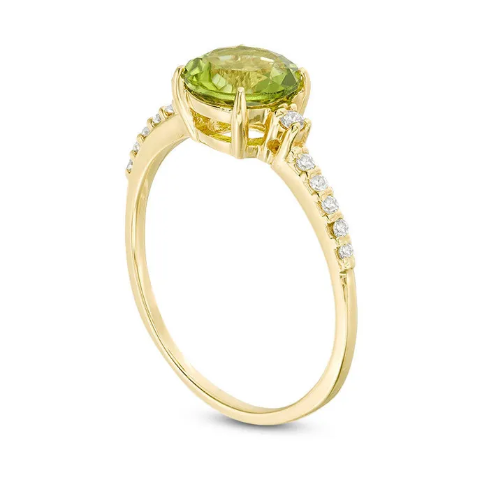 Goldia Rings 70mm Peridot and 013 CT TW Natural Diamond Engagement Ring in Solid 10K Yellow Gold Goldia Rings 70mm Peridot and 013 CT TW Natural Diamond Engagement Ring in Solid 10K Yellow Gold