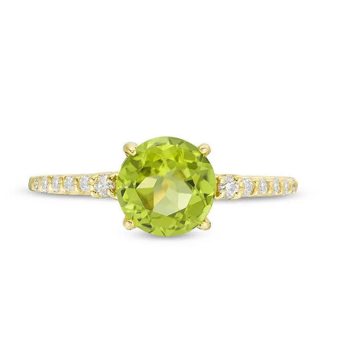 Goldia Rings 70mm Peridot and 013 CT TW Natural Diamond Engagement Ring in Solid 10K Yellow Gold Goldia Rings 70mm Peridot and 013 CT TW Natural Diamond Engagement Ring in Solid 10K Yellow Gold