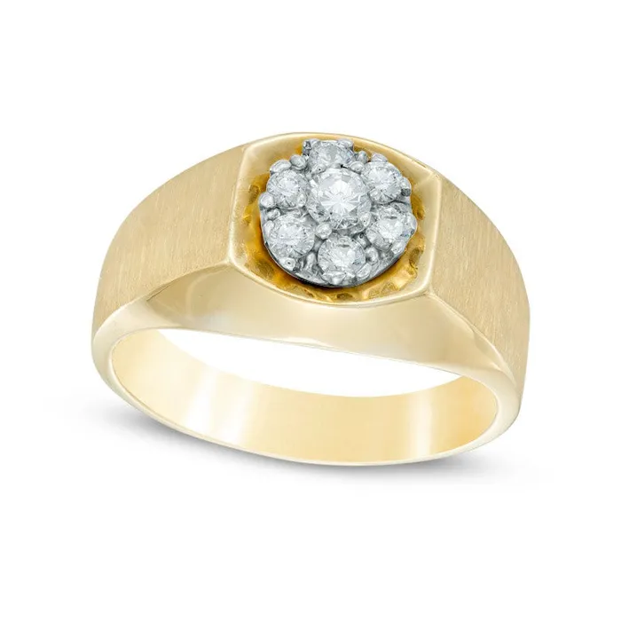 Goldia Rings Mens 050 CT TW Natural Diamond Cluster Comfort Fit Ring in Solid 10K Yellow Gold Goldia Rings Mens 050 CT TW Natural Diamond Cluster Comfort Fit Ring in Solid 10K Yellow Gold